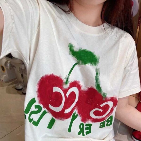 

womens designer t shirt shirt high edition 23 summer print relaxed sleeve t-shirt couple, White