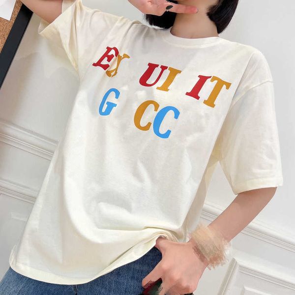

2023 new women's tshirt shirt distinguishing market original quality version english printed relaxed sleeve tee, White;black