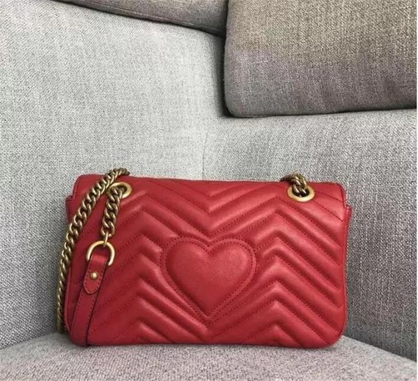 

2023 fashion classic love wave pattern leather women's messenger bag shoulder bag multicolor handbags, Black;red