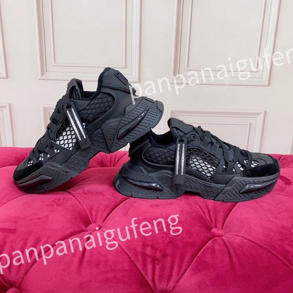 

new casual shoes calfskin reflective sneaker designer mens women sneakers fashion leather trainers, Black