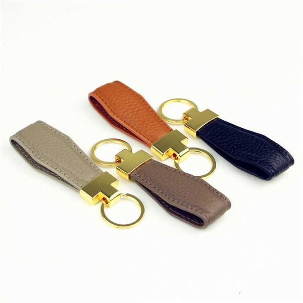 

network's popular ins genuine leather car keychain high-end couple pendant accessories simple and atmospheric gifts, Slivery;golden