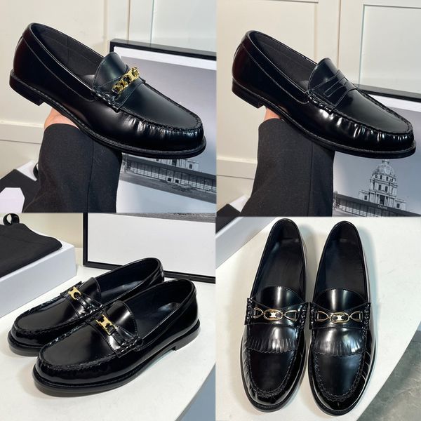 

triomphen loafer in polished calfskin black loafers shoes womens luxury designer loafers shoes single shoes bean shoe calf leather productio