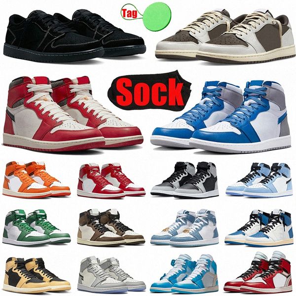 

with box jumpman 1 low retro basketball shoes travis scotts 1s dark mocha university blue lost and found dark mocha shadow mens women traine, White;red