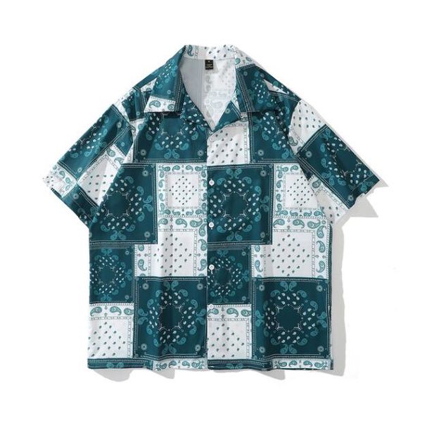 

print short sleeve shirts for men hawaiian beach clothing, White;black