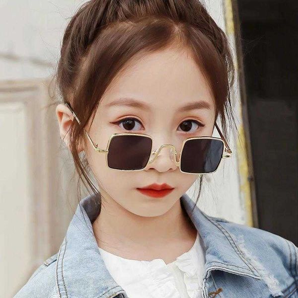 

kids eyewear retro metal square sunglasses boys and girls hiphop personalized, Blue