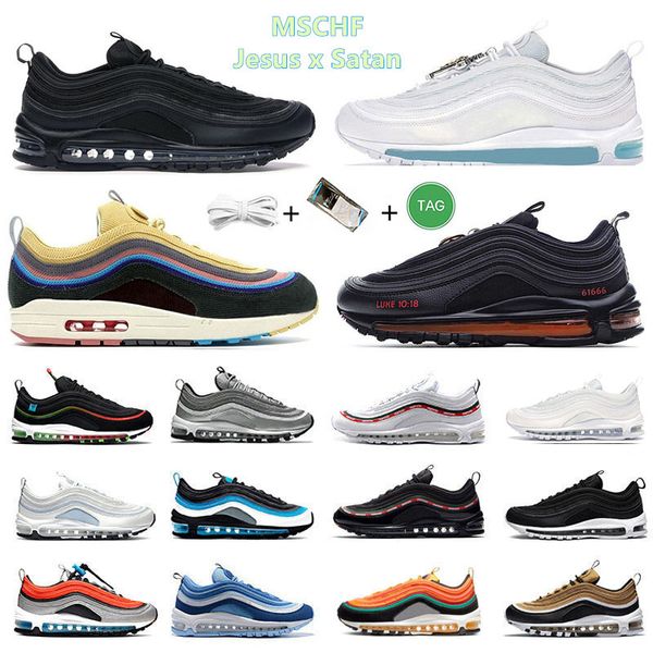 

mens running shoes mschf x inri jesus satan sean wotherspoon triple black white blueberry sun club bred reflective sky men women trainers sp