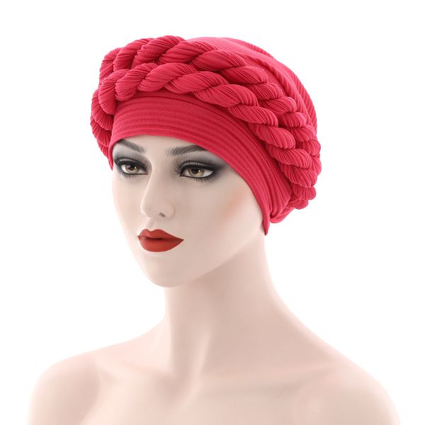 

women headwear braid hats disorderly linen pressed wrinkle twist braid muslim hat