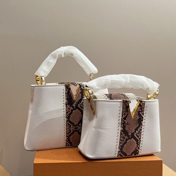 

23 women totes capucines bb bags rivet handbag luxurys designers shouder crossbody bag genuine leather splicing messenger travel handbags 27