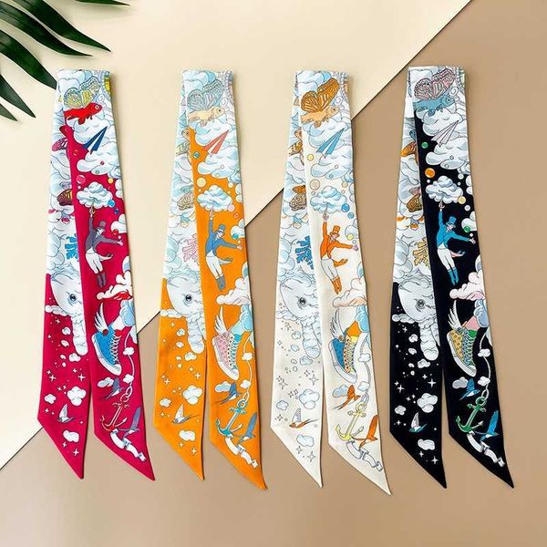 

yunxiang country yunjian wanxiang twill silk scarf binding bag ribbon mulberry small long strap headband, Black;purple