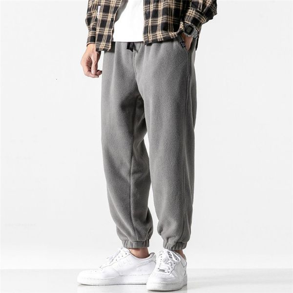 

men's pants loose jogging men fashion fleece autumn winter warm sweatpants male outdoor straight trousers pantalon hommes 230410, Black