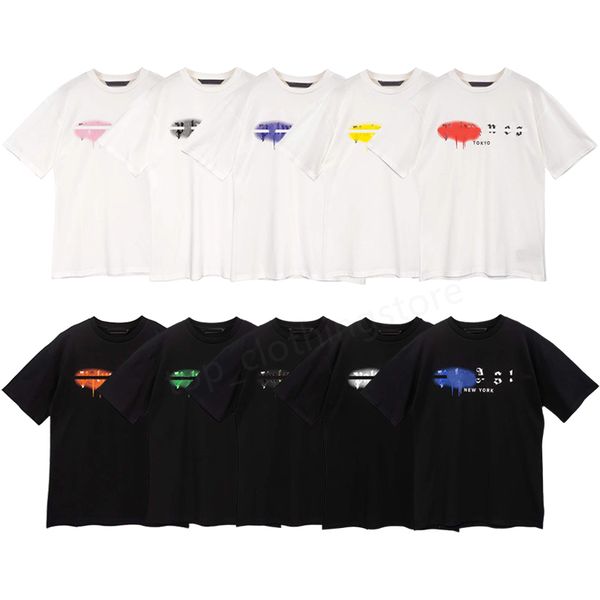 

mens women t shirts designer palms short sleeve summer fashion brand angle leisure loose tide cottons spray print luxurys clothing size s-x, White;black
