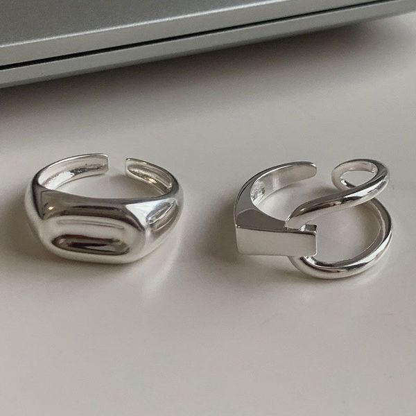 

band rings sterling silver rings 2023 new fashion female asymmetric smooth oval ring design senior promise rings for her matching rings stac