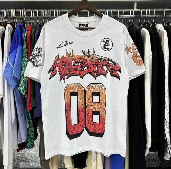 

Short Sleeve Tee T Shirt hellstar shirt designer short Men foil print graphic tee High Quality Grey, Indigo