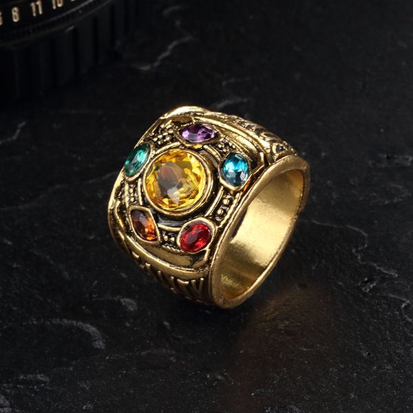 

band rings movie thanos stones men s alloy jewelry gift cosplay props 230410, Silver