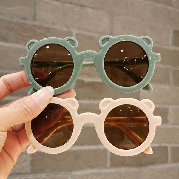 

round frame bear kids sunglasses cute candy color p glasses trend baby, Blue