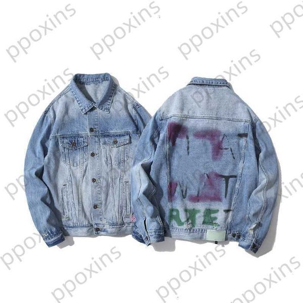 

fashion designer men's jacket brand new hand-painted graffiti rendering arrow used locomotive male and female lovers cowboy windbreaker, Black;brown