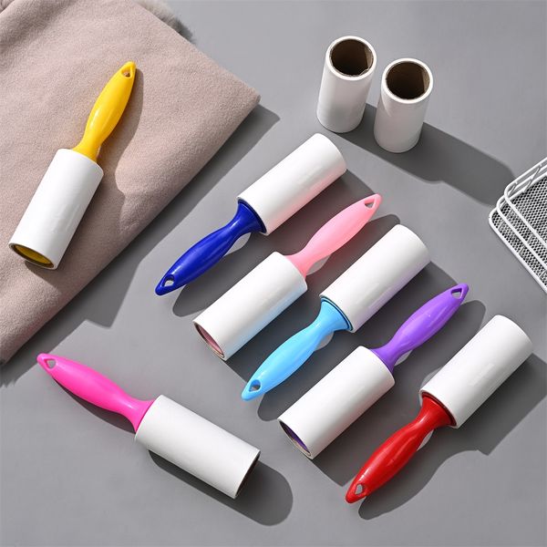

100pcs/lot household sticky lint roller brush clothes and pet lint removal brush brush replacement rolling paper peel-off sticky lint remove