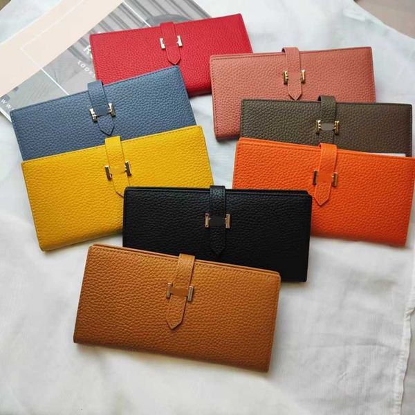 

2023 cowhide leather women's long fashionable new horizontal large capacity multi-function wallet clip