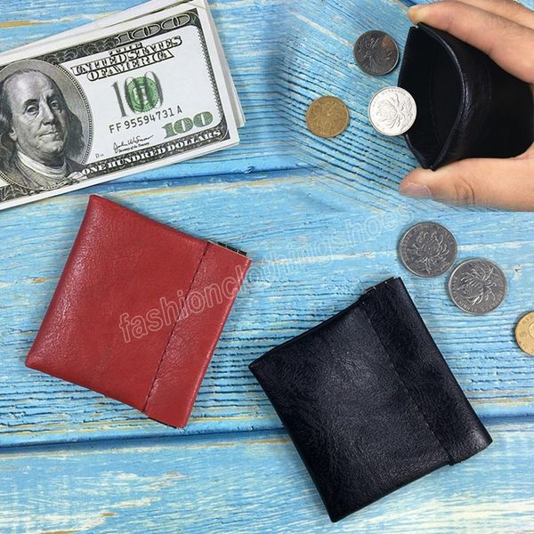 

women men pu leather coin purse money change key earbuds headphone credit card holder portable small mini short wallet bag, White