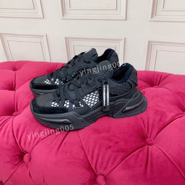 

new designer mens womens sneaker shoes brushed leather white quality runner sports lug sole casual walking2023, Black