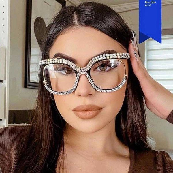 

diamond owl large frame glasses trendy plain ins internet celebrity anti blue