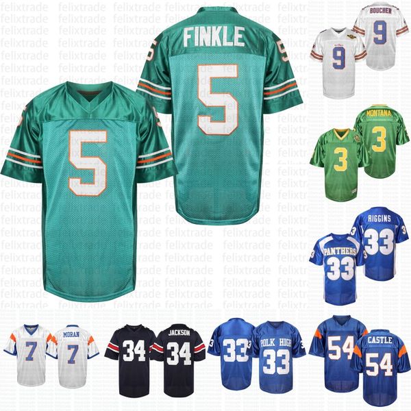 

7 alex moran 54 thad castle the blue tim riggins 3 joe montana 1977 football jersey mens bobby boucher #5 ray finkle 34 jackson movie jersey, Black;red