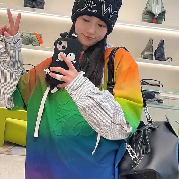 

womens designer t shirt shirt loe yiwei korean edition rainbow letter print embroidery spring summer leisure t-shirt unisex, White;black