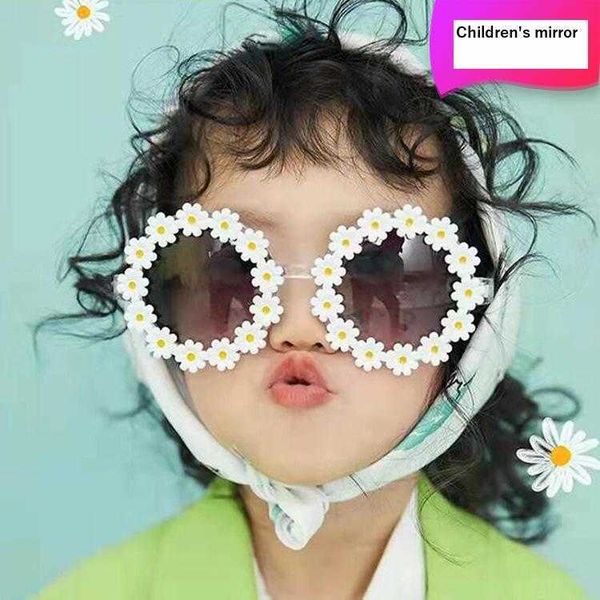 

ins style fresh daisy childrens sunglasses girls uv protection cute fashion baby, Blue
