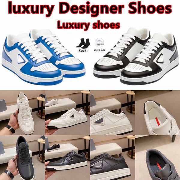 

luxury designer shoes men cowhide shoes casual monolith triangle logo black leather shoes increase platform sneakers cloudbust classic paten