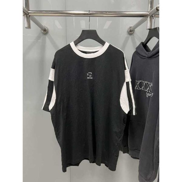

designer summer women t shirt high edition hook splice loose sleeve t-shirt unisex, White;black