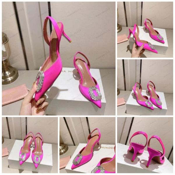 

luxury designer woman sandals italy amina muaddi black satin begum sling heels begum crystal brooch slingback pumps women wine cup heels sli