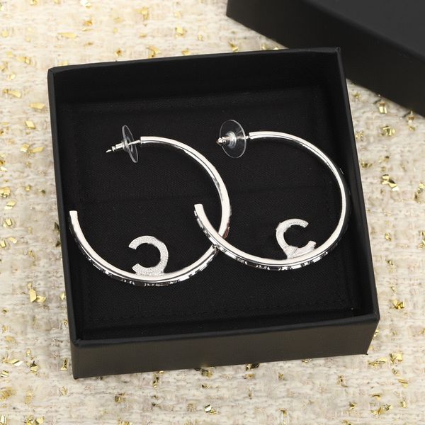 

2023 luxury quality charm large round shape drop earring with diamond in silver plated have box stamp ps7800a, Golden
