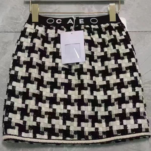 

designer 2023 new braided black skirt fashion plaid tweed skirt
