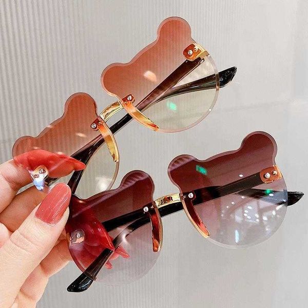 

cat ears kids sunglasses frameless temperament street spersonality, Blue