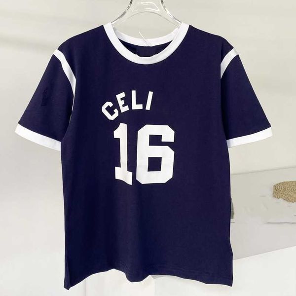 

womens designer t shirt 2023 summer high edition loose simple casual 16 letter contrast wrapped round neck sleeve t-shirt, White