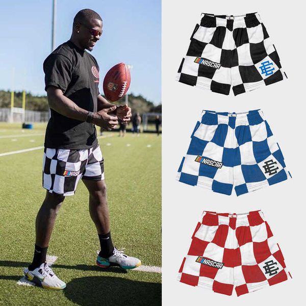 

men's shorts american fashion brand ee casual shorts basketball training fitness atletico same checkered legion running pants, White;black