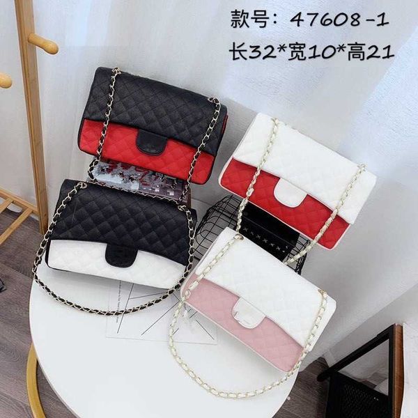 

2023 new fashion women's bag chain slant span single shoulder color contrast cover
