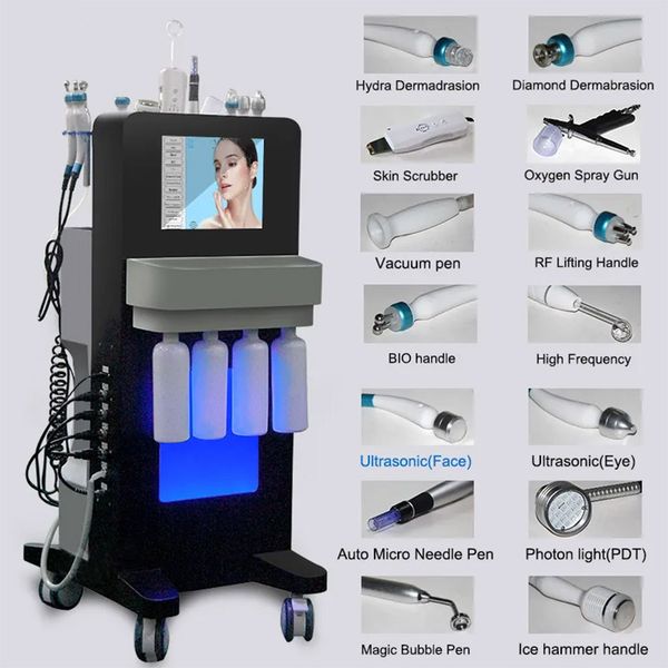 

multi-functional beauty equipment 14 in 1 microdermabrasion hydra facial aqua water deep cleaning rf face lift skin care, Black;white