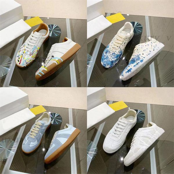 

designer casual shoes maisons sneakers men women shoes spliced solid color cowhide trainers suede leather retro sneakers, Black