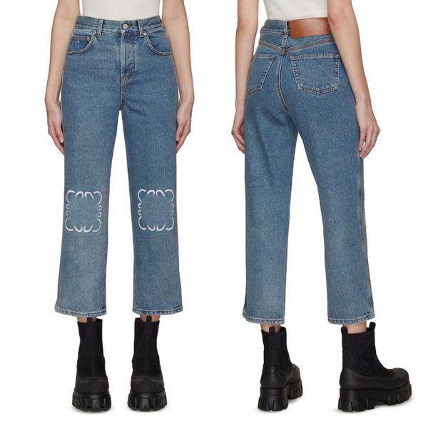 

women's jeans designer casual small straight leg 8 point jeans, Blue