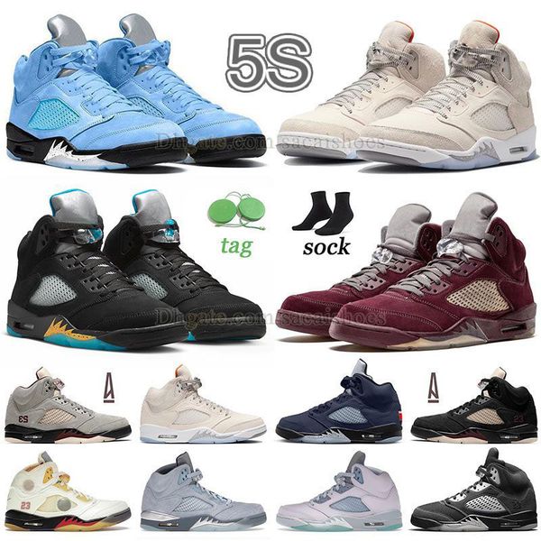 

2023 unc 5s basketball shoes mens desiger sneakers jumpman 5 university blue georgetown racer blue black bone white off-noir dj khaled orang