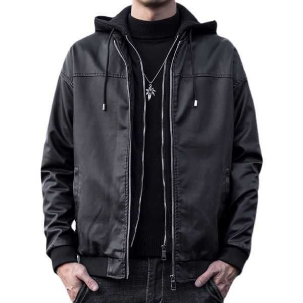 

men's leather faux coat men's spring and autumn trend 2023 new motorcycle riding clothes leather jacket men 11cu430i5, Black;brown