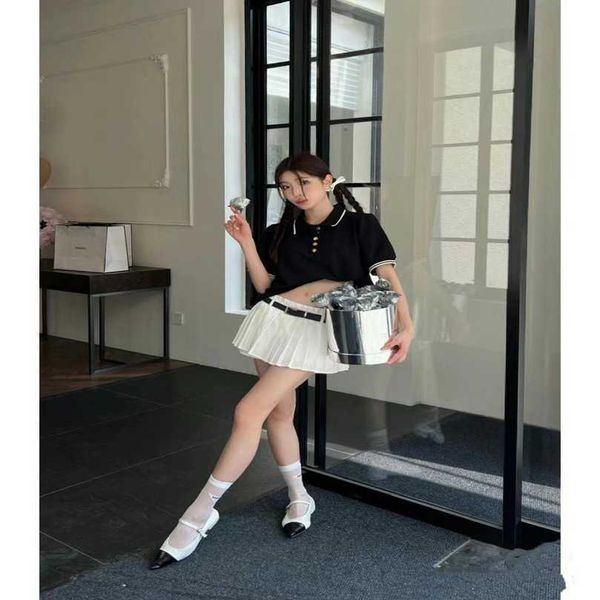 

designer women's clothing 20% off high edition spring/summer letter embroidery polo shirt bubble sleeve, White
