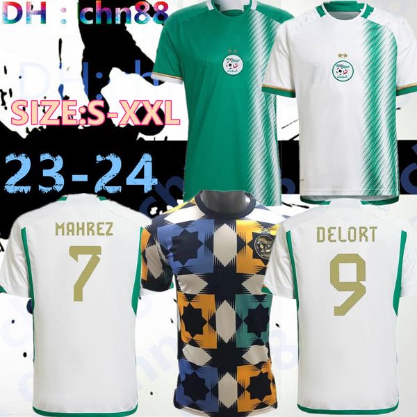 

22 23 algeria algerie mens soccer jerseys slimani mahrez feghouli bennacer atal home away football shirts short sleeve uniforms, Black;yellow