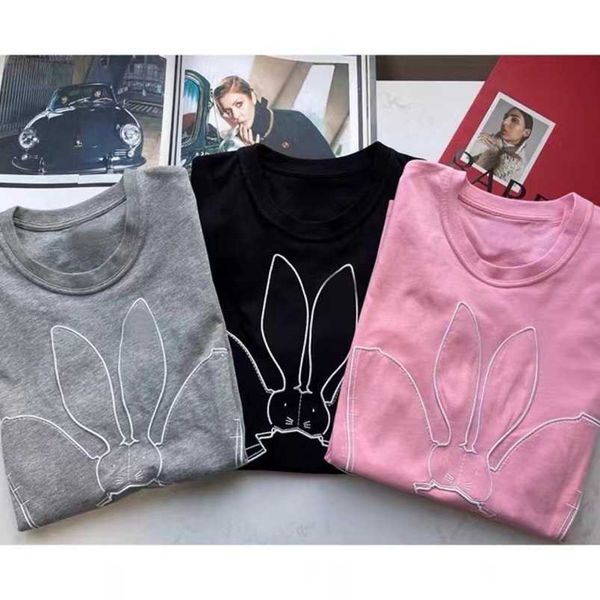 

womens designer t shirt shirt family 2023 style chest patch embroidery rabbit round neck sleeve men loose casual t-shirt women, White