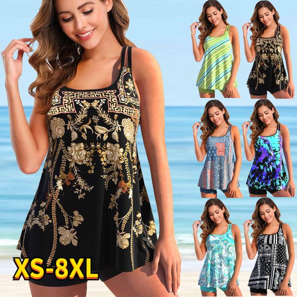 

women's swimwear women's swimwear tankini 2-piece large size swimwear 2-piece printed bikini large chest fruit pad swimwear sports, White;black