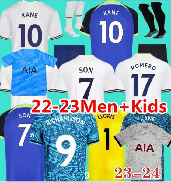 

23 24 son soccer jerseys long sleeve kulusevski perisic kane home 2022 2023 lucas dele football kit shirt bryan men women kids size s 4xl, Black;yellow