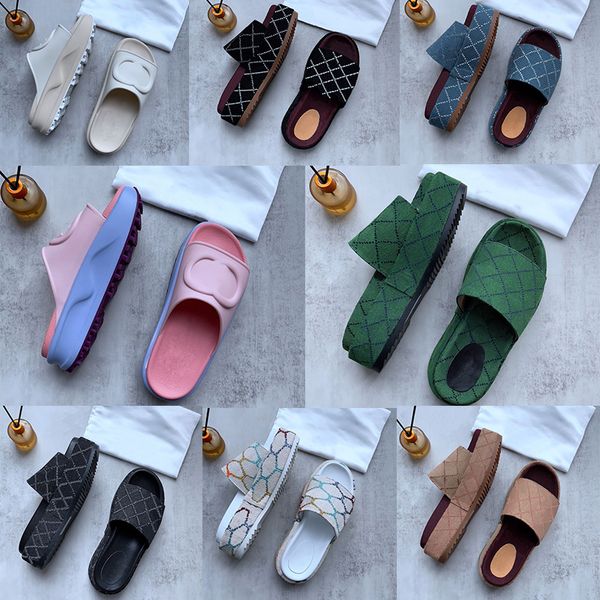 

2023 quantity sandles womens leather slipper pillow designer flops wedges slides light blue black pink sandal for woman summer street dress