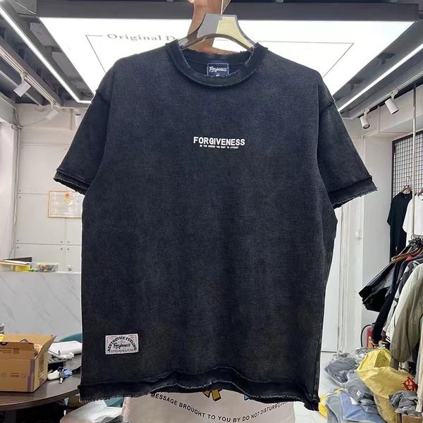 

men's t-shirts wash base letter printed t-shirt 230410, White;black