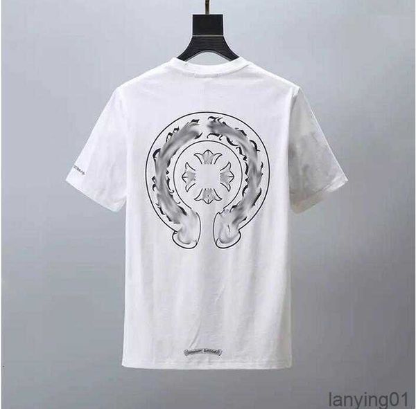 

fashion mens classic t shirts brand t-shirts ch white short sweater casual embossed letter horseshoe sanskrit cross pattern designers tees w, White;black